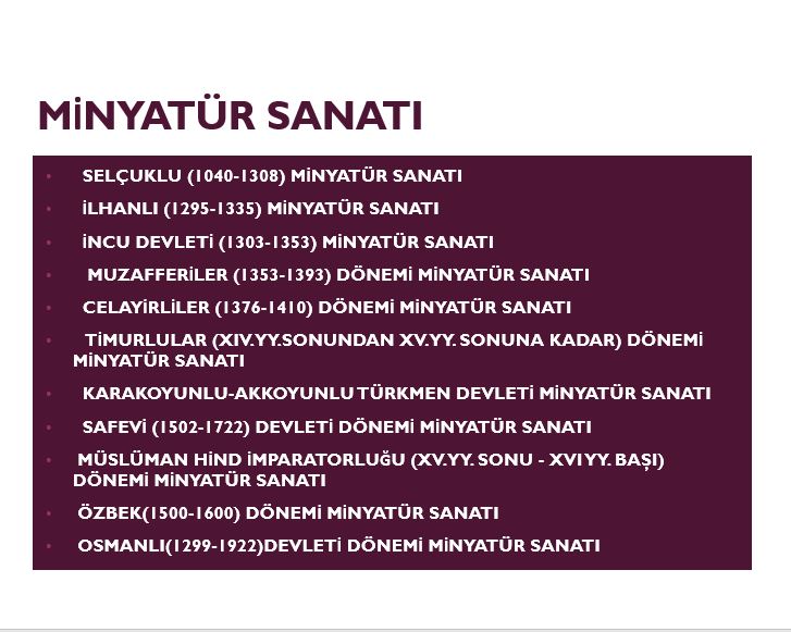 MİNYATÜR SANATI