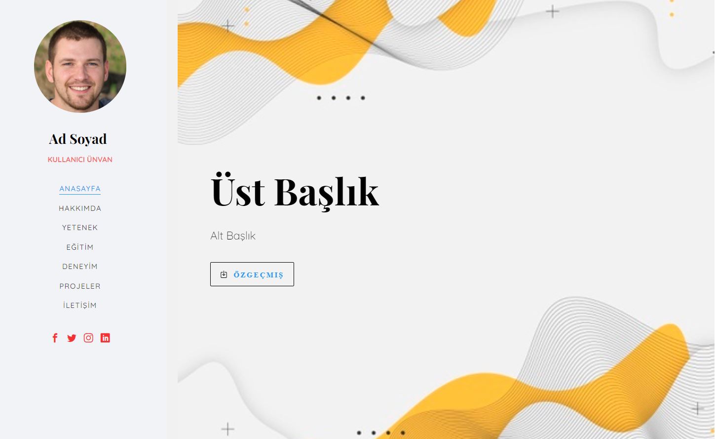 Admin Panelli Ücretsiz CV Teması İndir